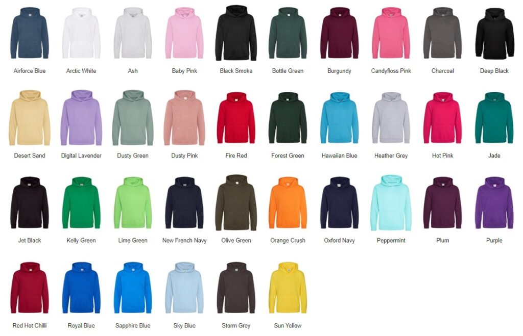 School Leaver Hoodie colours