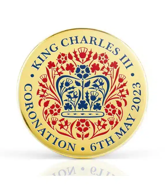 DB7AB1DB-ABED-4881-BE86-C2605DBF8354 King Charles Coronation Pin Badge - Image 1
