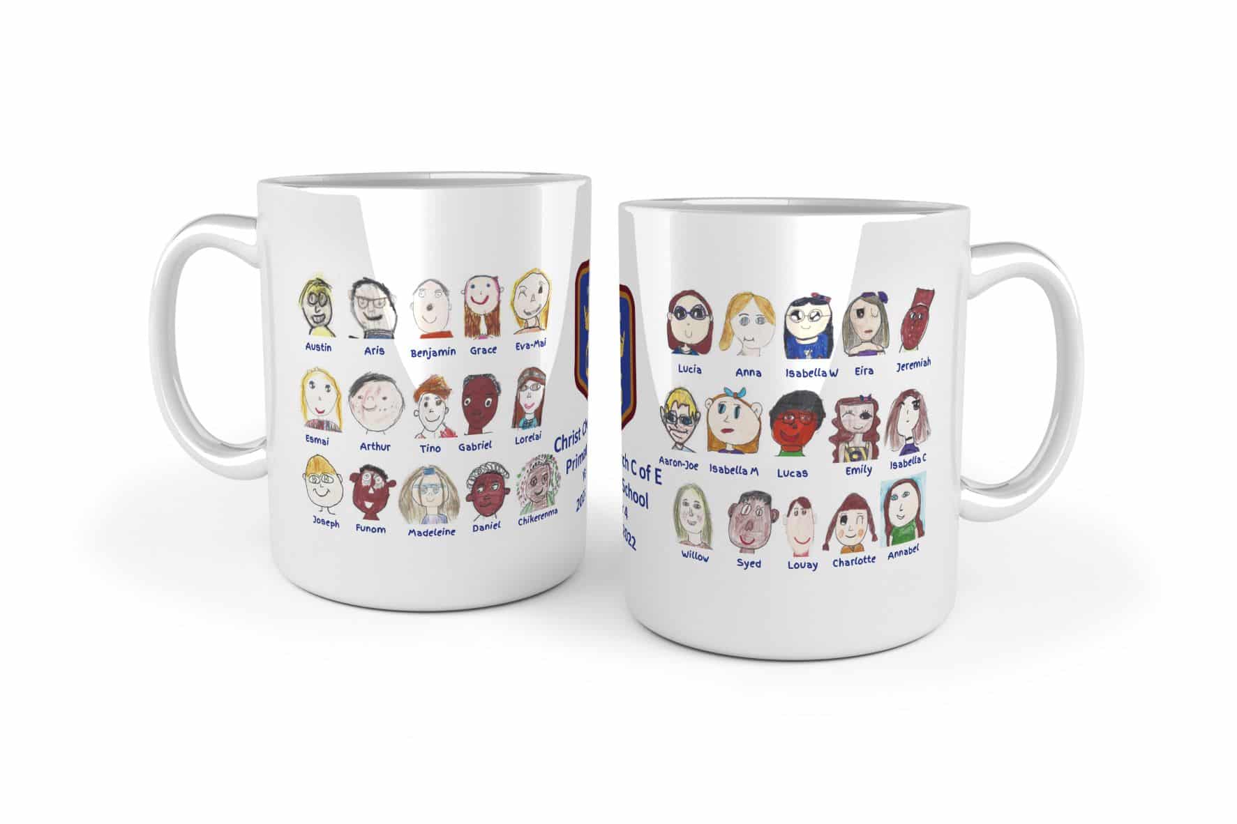 kids-group-drawings-on-a-mug group fundraising mug image