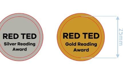 red ted button badges